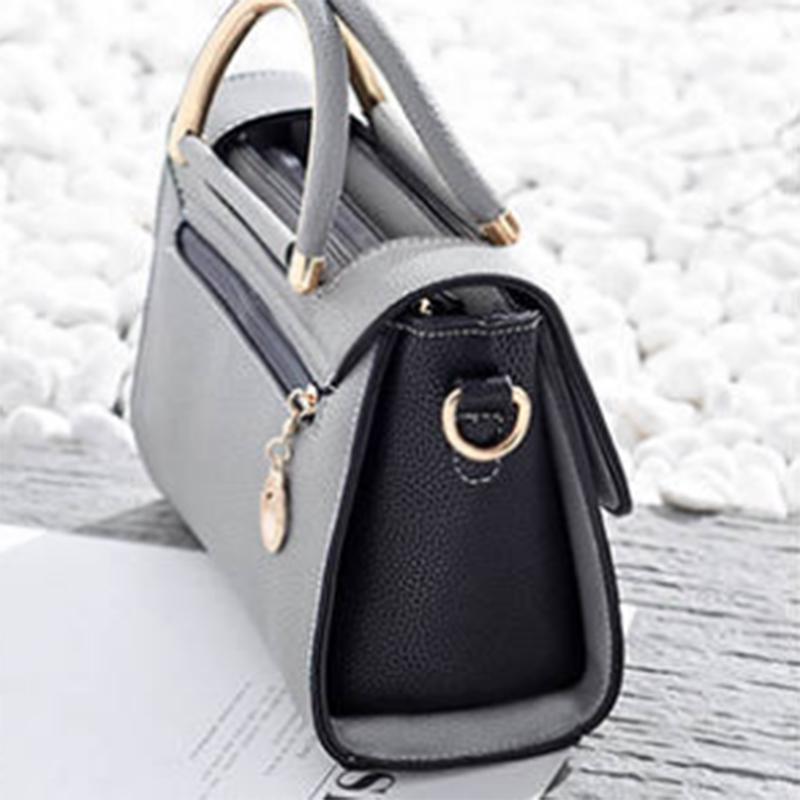 Crossbody Bag Women Black Leather Buckle Zipper Waterproof Large Capacity Shoulder Bag Tote