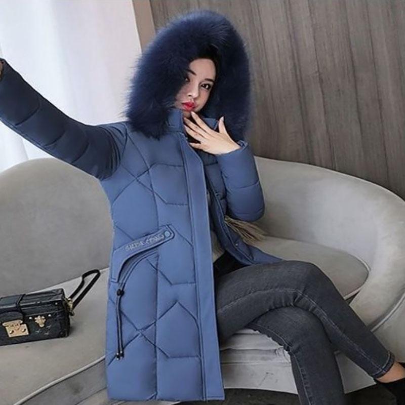 Down Jacket Winter Korean Fashion Big Fur Collar Mid-length Hooded Thick Warm Large Size Jacket Suitable for Women