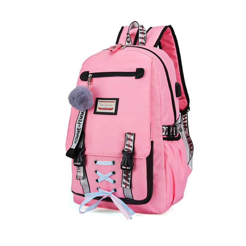 New Casual Backpack Middle School Student Bag Usb Charging Anti-theft Backpack