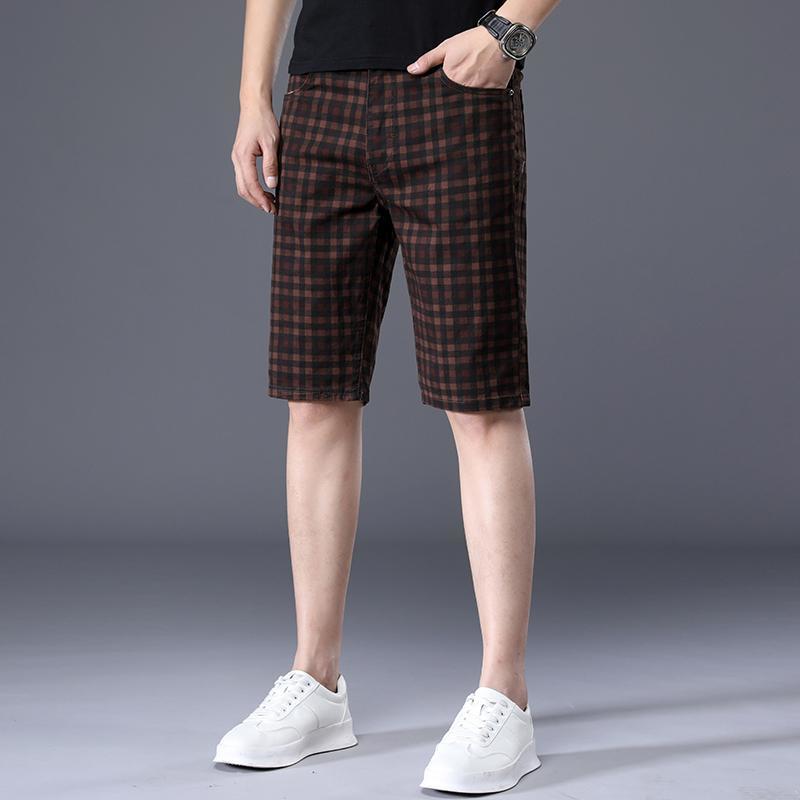 Men's Shorts Summer Thin Cotton Plaid Casual Sports Loose Five-point Pants Beach Pants