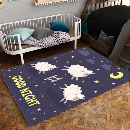 Cartoon Good Night Carpets Bedroom Kids Play Mat Soft Flannel Memory Foam Big Area Rugs Carpet