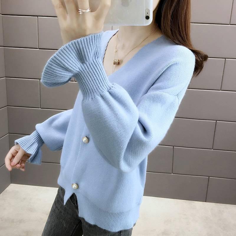 Winter Women's Short Loose Warm Sweater Jacket Sweet Ruffle Sleeve Knit Cardigan Student