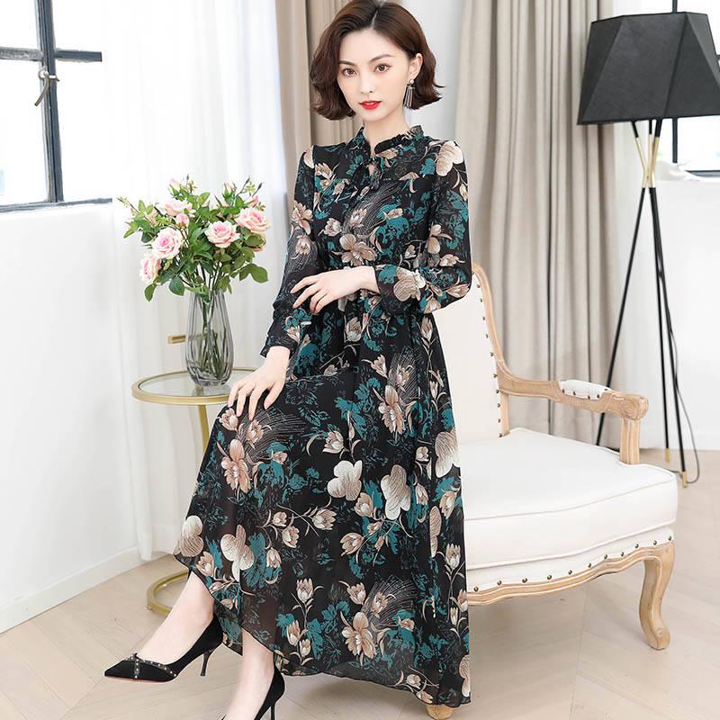 Vintage Plus Size Floral Maxi Dresses Long Sleeve Sexy Dress Women Elegant