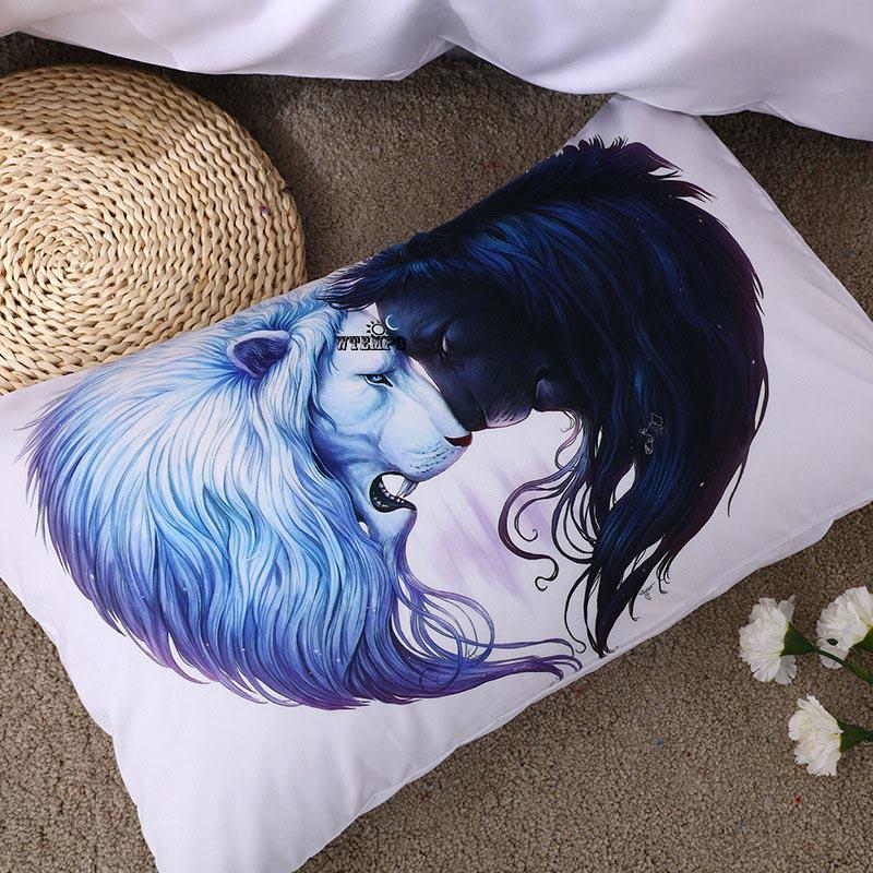 Lion Head  Bedding Sets High Quality Duvet Cover Pillow Case Without Bed Sheet 11 Sizes 3 Pcs