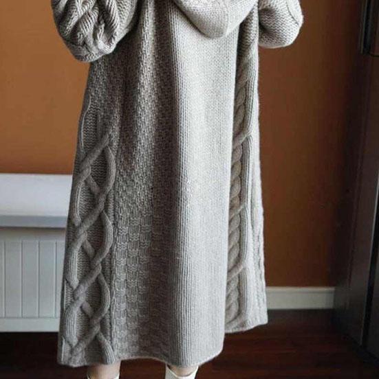 Women's Autumn and Winter Large Size Sweater Solid Color Loose Hooded Long Cardigan Long Sleeve Knitted Coat Shawl