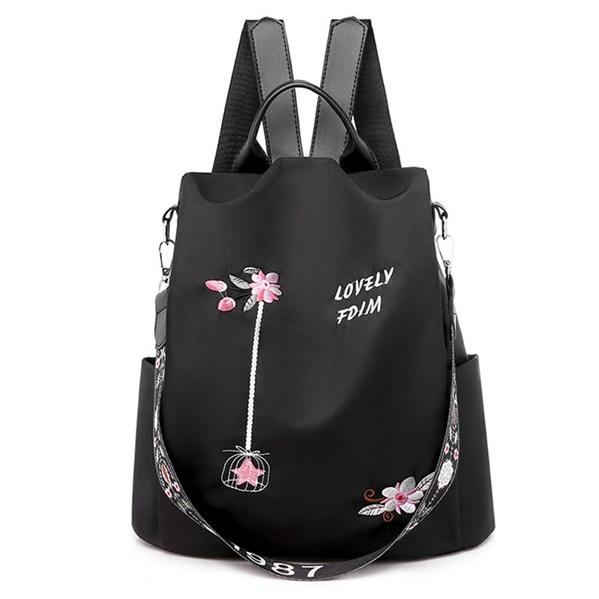 Ladies Personality Embroidery Backpack Oxford Cloth Backpack Fashion Casual Bag Girl Travel School Bag