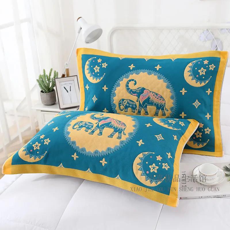 Two-piece Pillowcase Retro Printing Pillowcase Home Bedroom Single Double Thick Encryption Pillow Towel