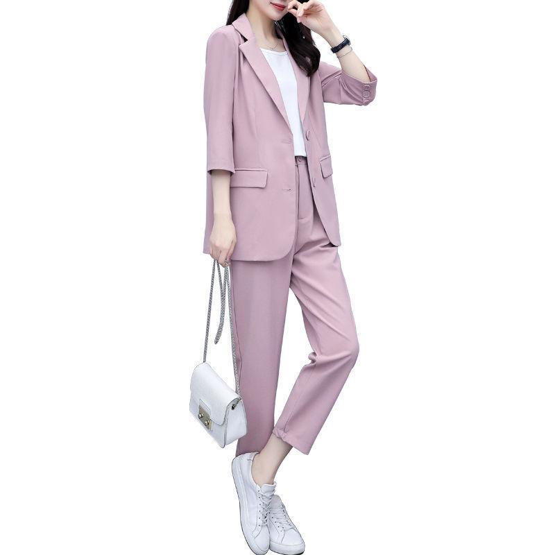 Two-piece Suit Women's Suit Jacket + Suit Straight Pants Temperament Business Suit Suit Two-piece Suit Spring and Autumn Can Be Worn