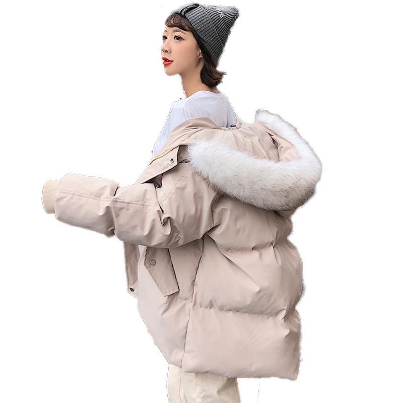 Parka Short Winter Jacket Women Hooded Winter Coat Women Loose Parka Fur Collar Cotton Padded Jacket