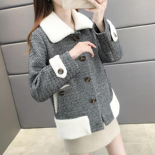 Autumn and Winter Women's Short Woolen Coat Loose and Thin Thick Ferret Coat