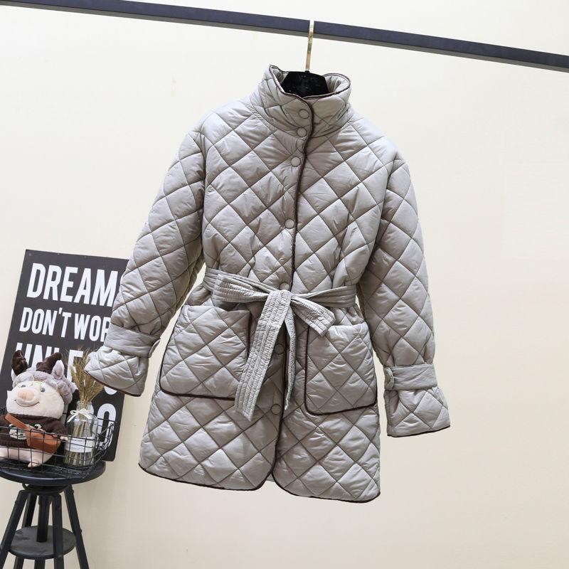 Autumn and Winter Waist Slimming Lightweight Down Jacket Women Mid-length Pie Overcoming Ladies Jacket