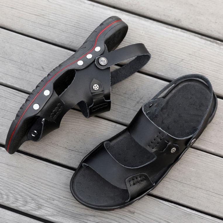 Summer Men's Leather Non-slip Beach Shoes Casual Sandals and Slippers