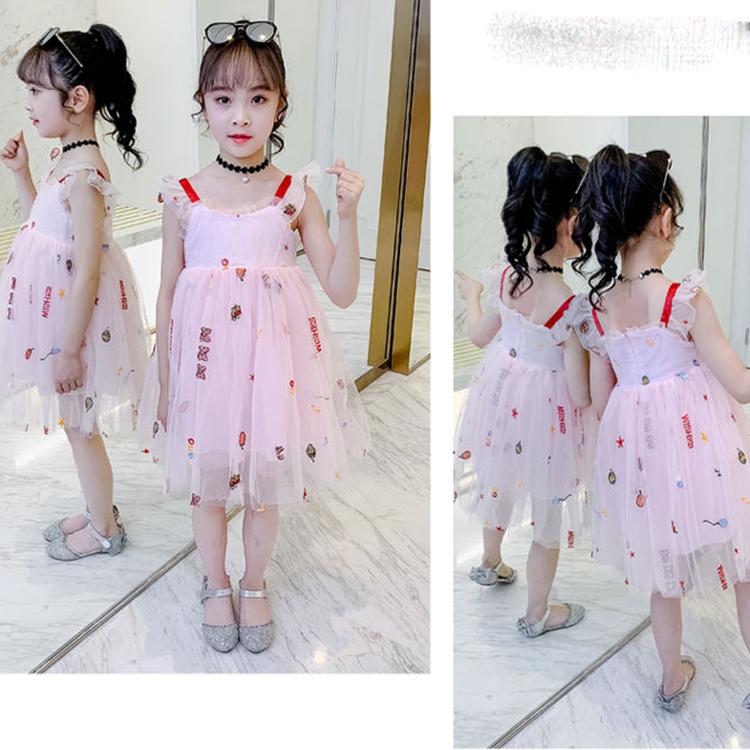 Children Dress Spring Summer Kids Clothing Sling Girls Yarn Skirt Sleeveless Princess Dress Girl 4 13 Years