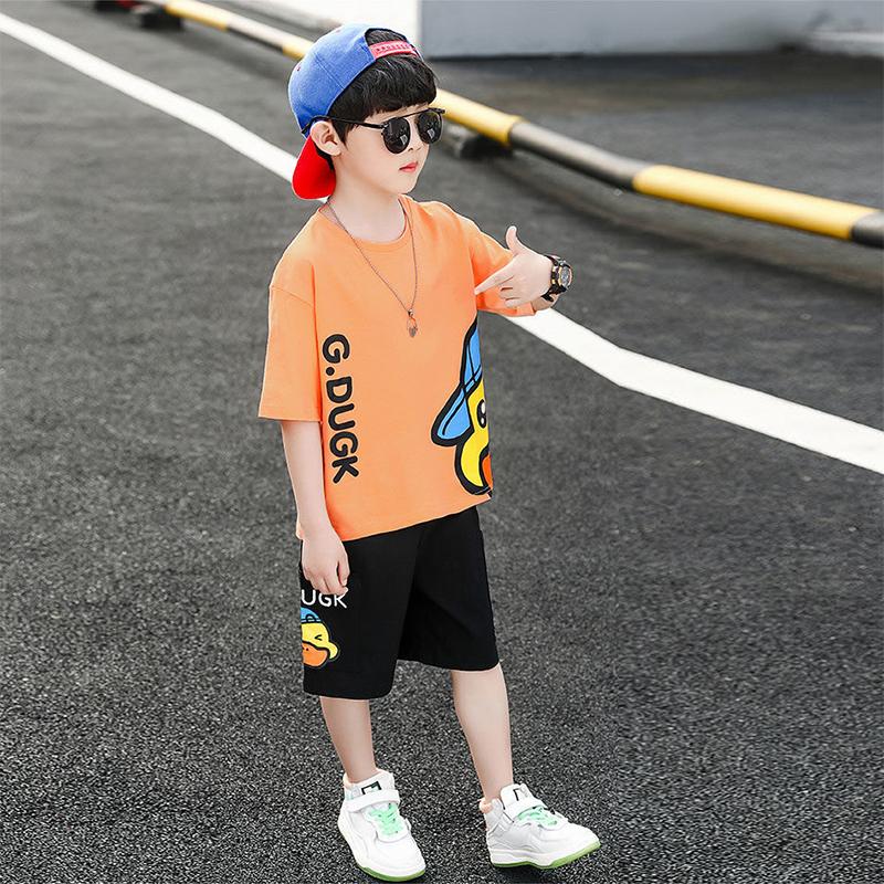 Cotton Children's Clothing Boys Summer Boys Short-sleeved Middle-aged Children's Summer Clothes Korean Version of The Trend of Two-piece Children