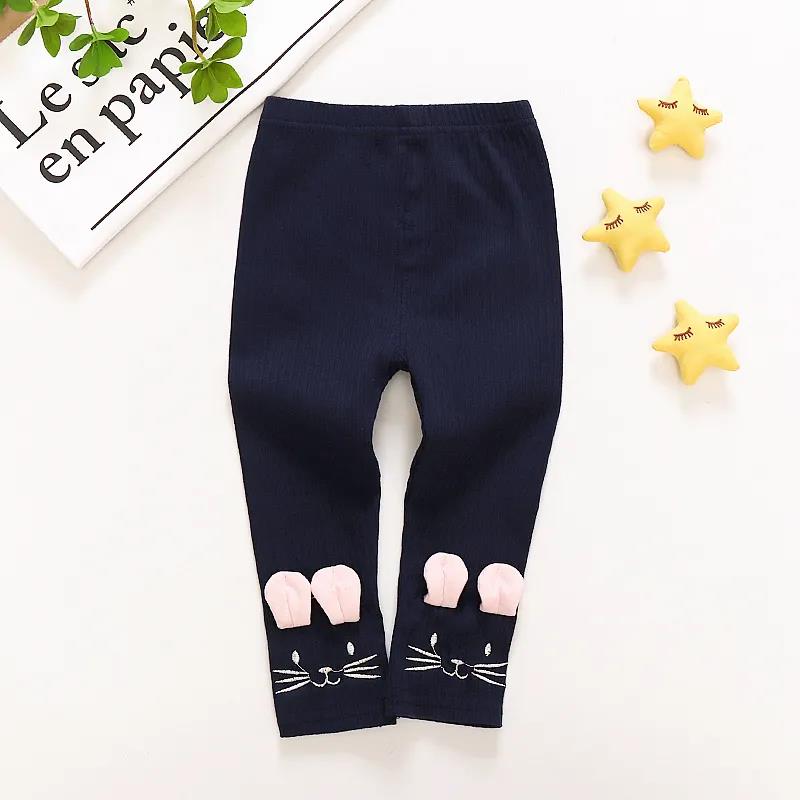 Girls' Leggings Children's Spring and Autumn Thin Ear Cat Korean Cropped Trousers Stretch Pants Baby Outer Wear and Inner Wear