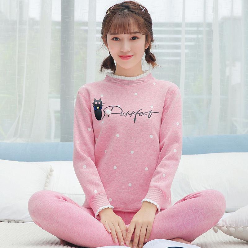 Women Warm Pajamas Thermal Underwear Homewear Winter Basic Set