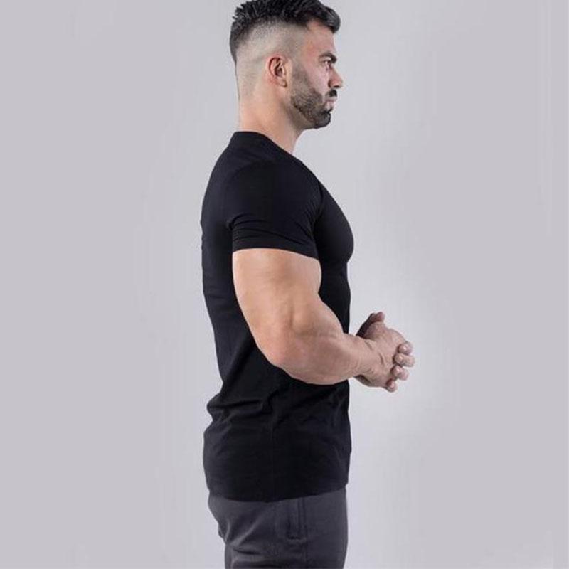 Oversized T-shirt Slim Tees Stretch Shirts Muscle Pullover Casual Undies Half Sleeve Overshirt Solid Color Top Men Clothing