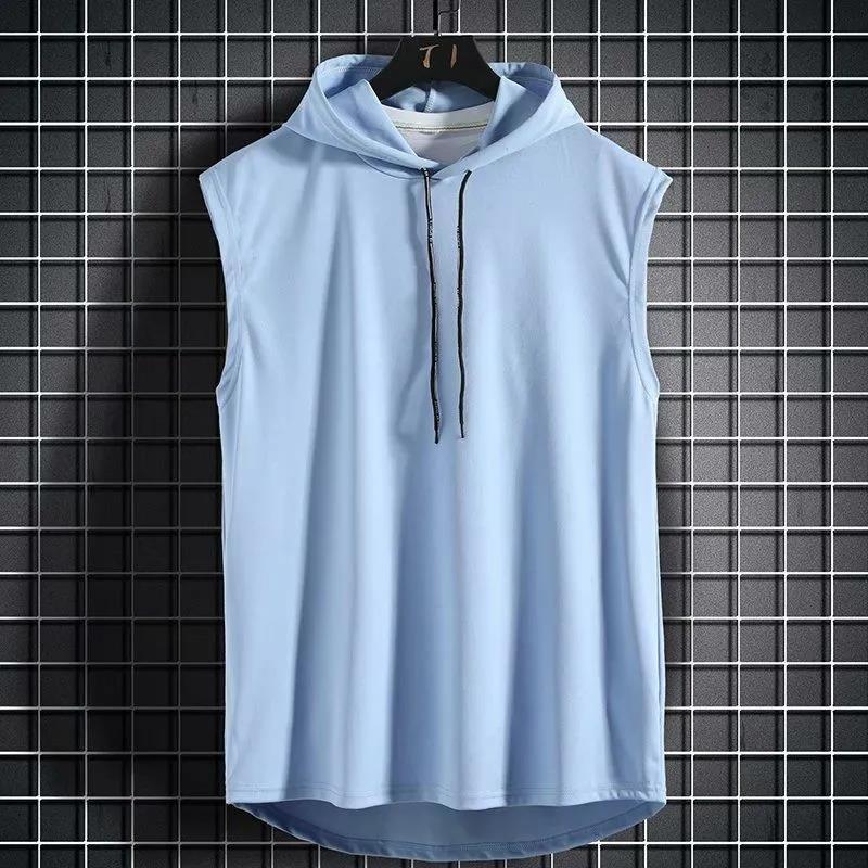 Vest Men's Trendy Brand Handsome Trend Sports Waistcoat Bottoming Shirt Hooded Loose Sweater Sleeveless T-shirt