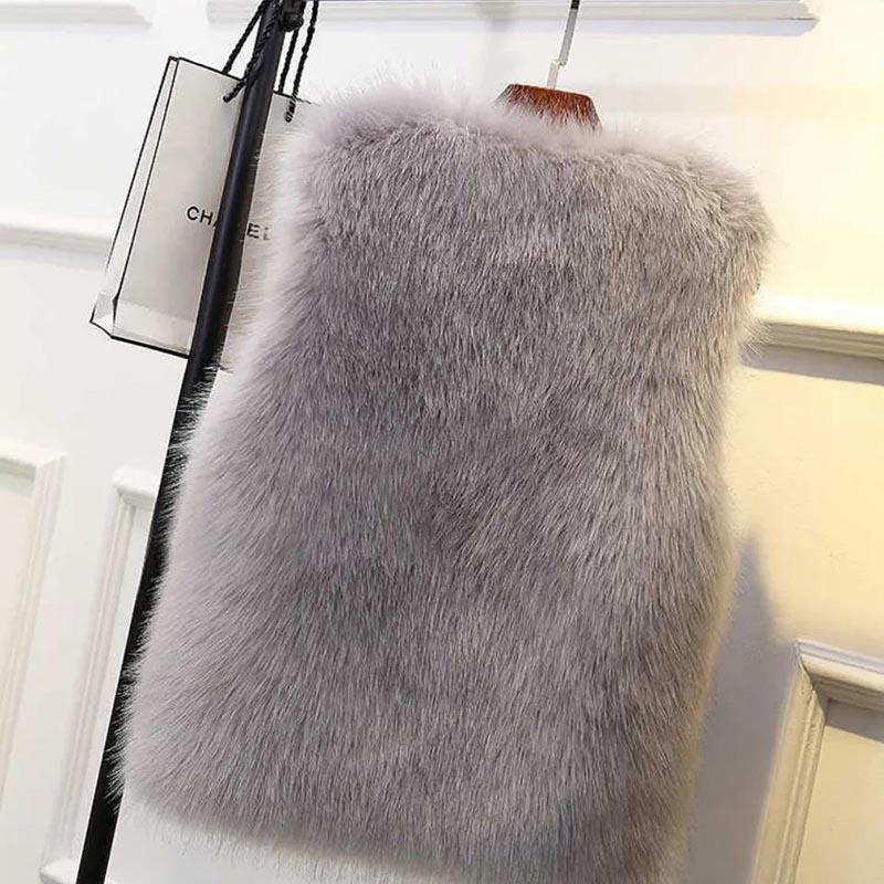 Fur Vest Women's Mid-length Autumn and Winter Imitation Fox Fur Vest Slim Fashion Vest Coat