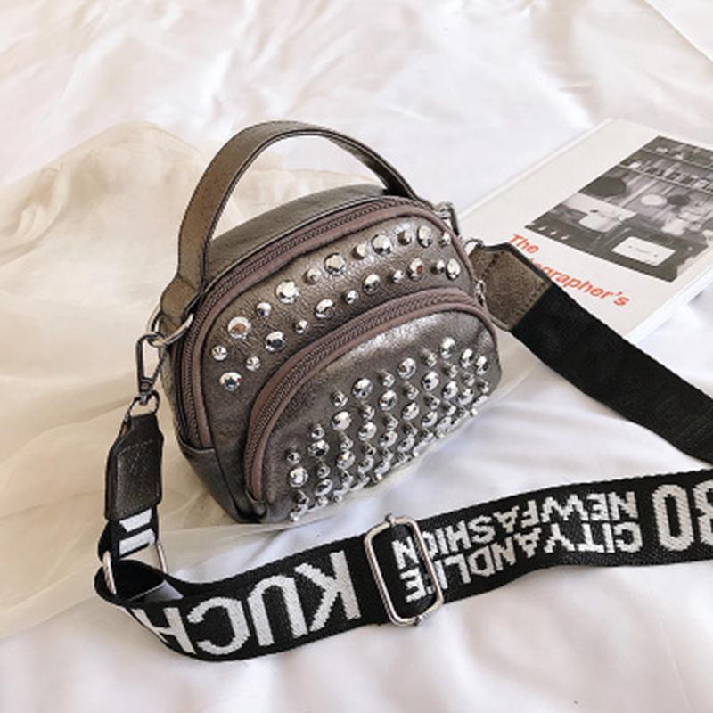 Women's Soft PU Small Bag New Rivet Bag Women's Fashion Shoulder Bag Messenger Bag Cool Women Bag