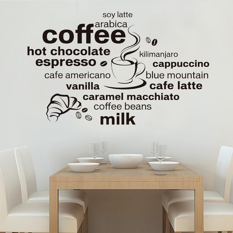 coffee shop room background decorative wall stickers fashion English decoration relax time wallpaper