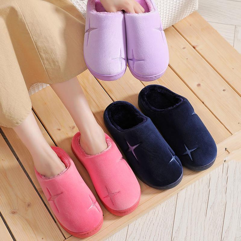 Women's Winter Couple Home Cotton Slippers Thick-soled Non-slip Warmth Month Shoes Indoor Wool Slippers