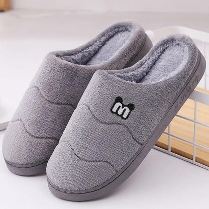 Winter Slippers Women Warm Cotton Shoes Thick Fleece Home Slides Men Plus Size Slippers Pink Blue Couples Non Slippers