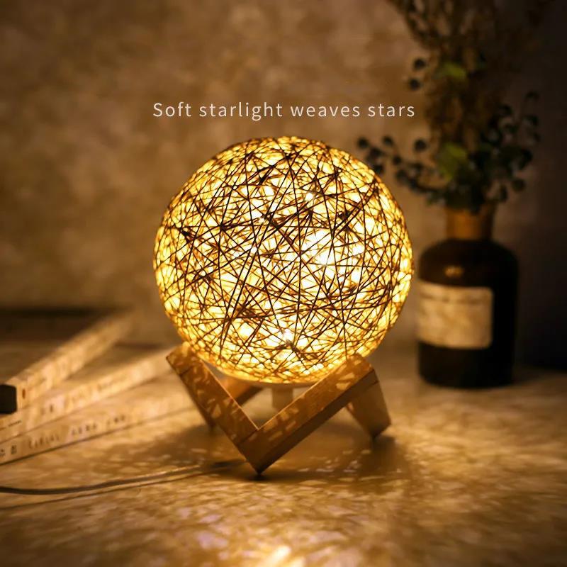 Creative Ball Table Lamp Bedroom Bedside Lamp Night Light Dream Romantic Girl Usb Lamp Sleep Lamp Warm Light Lamp