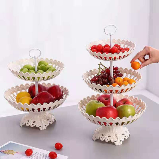 European Style Multi-layer Home Creative Fruit Basket Modern Living Room Three-layer Fruit Plate Single Layer Candy and Dried Fruit Dessert Tray