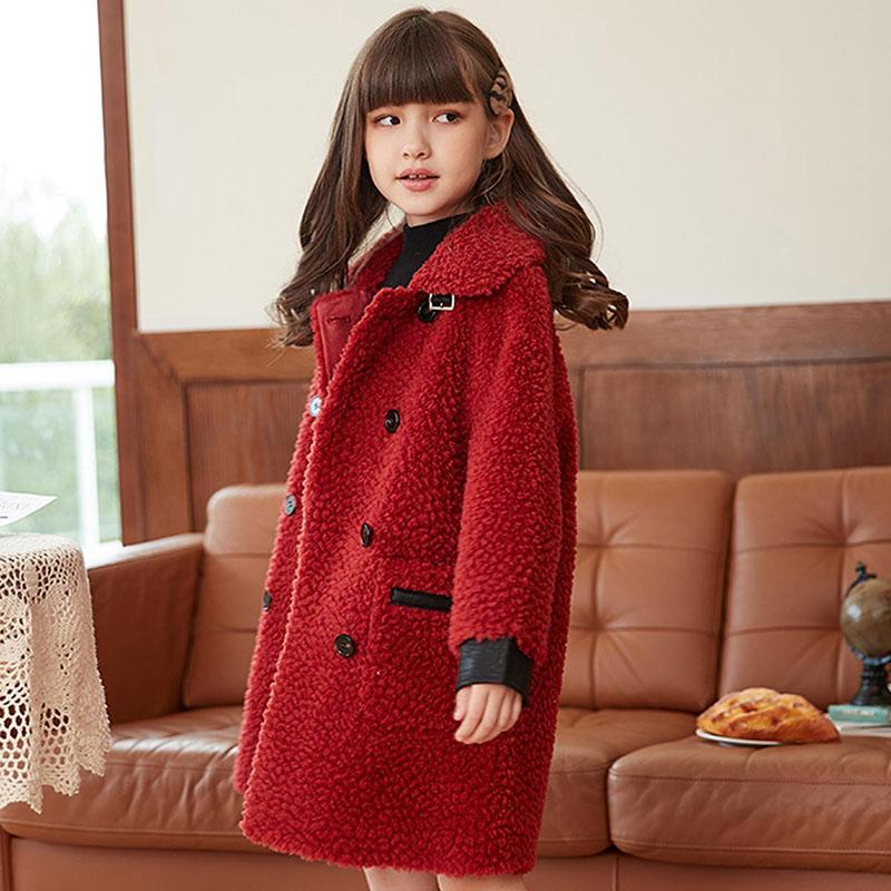 Girls Lamb Wool Coat Children's Coat Granular Velvet Warm and Windproof Plus Velvet Thick Autumn and Winter Clothes