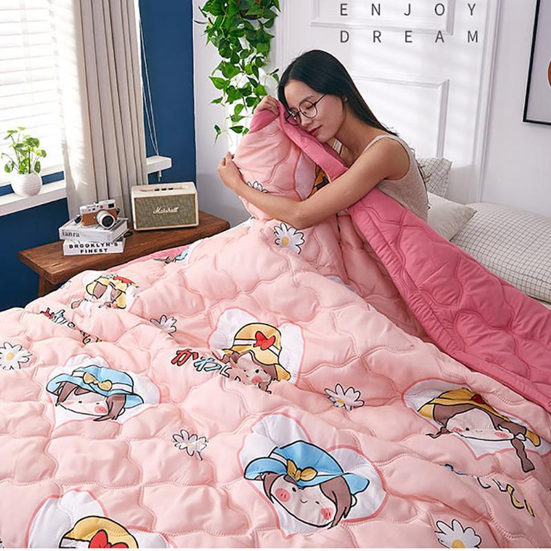 Summer Ice Silk Cool Quilt Four Seasons Universal Soft Washed Cotton Skin-friendly Feather Velvet Air-conditioning Quilt