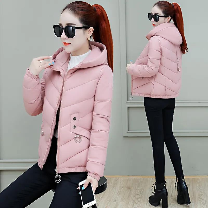 Winter Women's Down Jacket Korean Style Slim Short Hooded Warm Thick Cotton Jacket