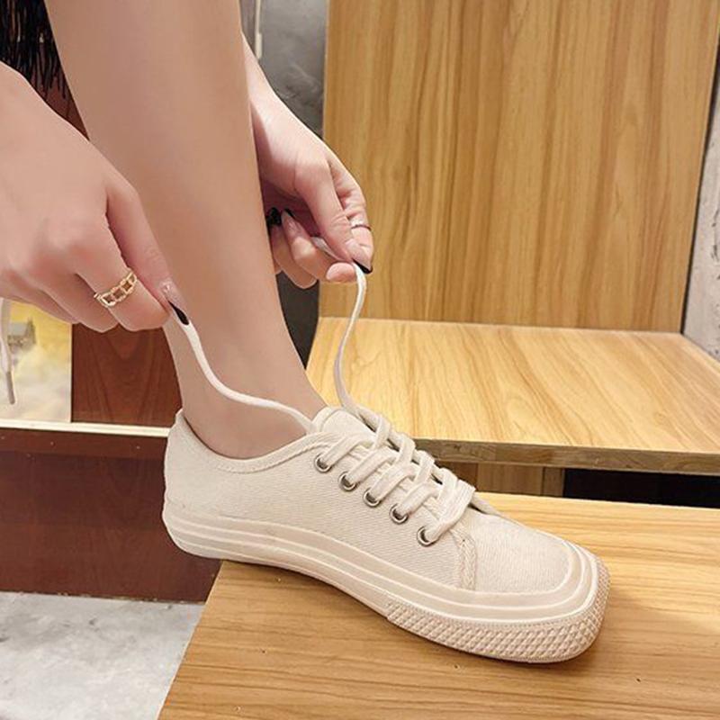 Canvas Shoes Female Students Korean Version of Mango Head Spring Leopard Print Flat Bottom All-match Casual Shoes White Shoes