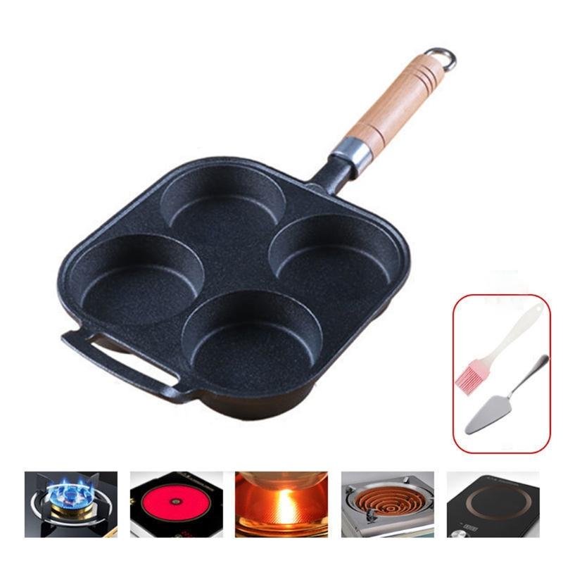 4/6 Holes Omelet Pan for Burger Eggs Ham PanCake Maker Frying Pans Non-stick No Oil Smoke Breakfast Cooking Pot