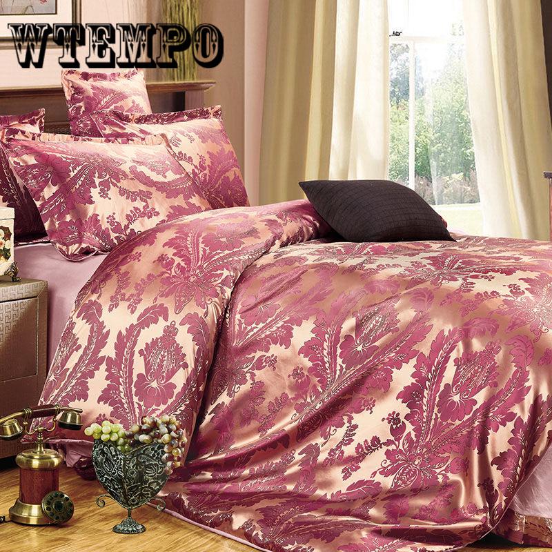 4pcs Home Bedding Set Jacquard Duvet Cover Set  Bed Linens Luxurious Bedclothes Queen Size Quilt Cover