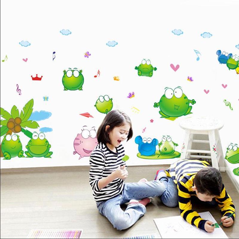 Summer Kindergarten Cartoon Wall Decoration Stickers Bathroom Toilet Summer Sticker Small Frog