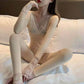 Fall Lace Goddess Thermal Underwear Slim Body Fall/Winter Base Pyjama Set