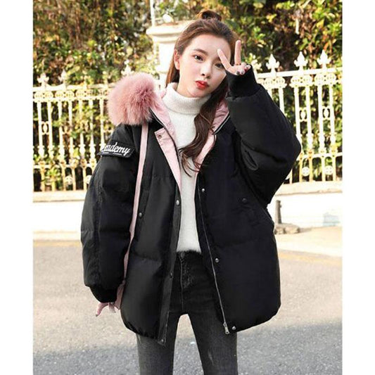 European style High Quality Winter Jacket Women Fur Collar Hooded Female Coat Warm Womens Parka