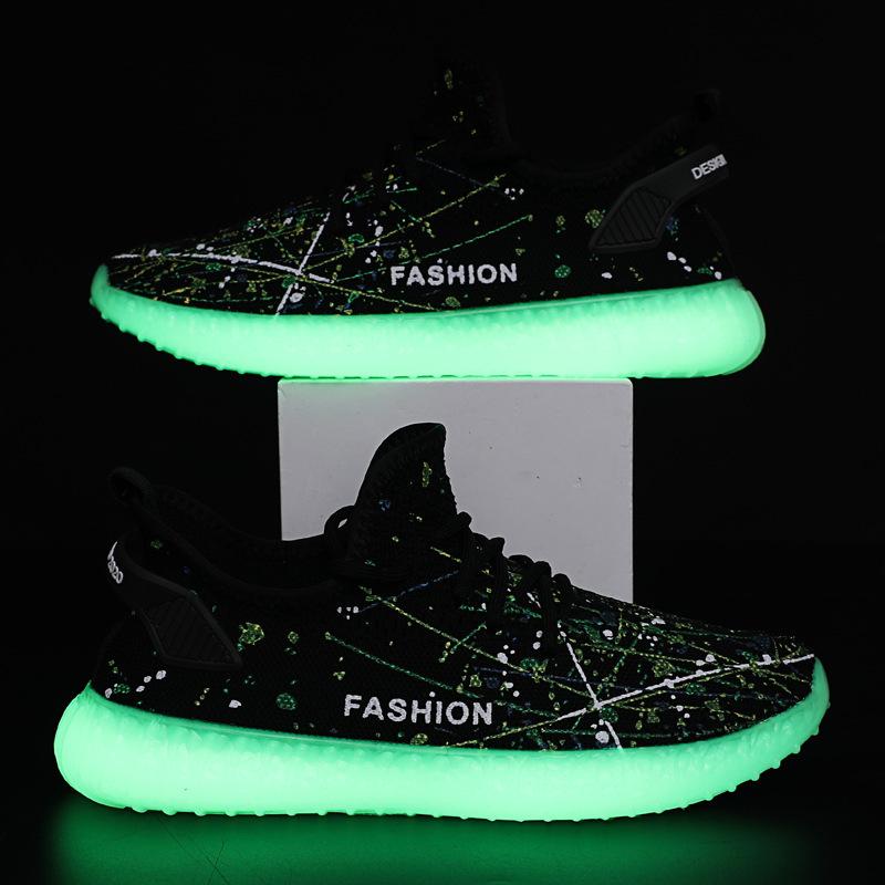 Low-cut Breathable Flying Woven Surface Luminous Coconut Shoes Casual Fashion Men's Running Shoes