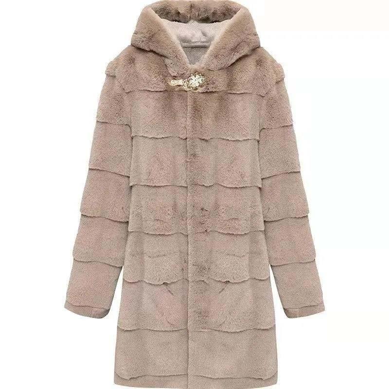 Mom's Winter Coat Mid-length Faux Fur Mink Velvet Fur Coat Thickened Large Size Foreign Style To Keep Warm