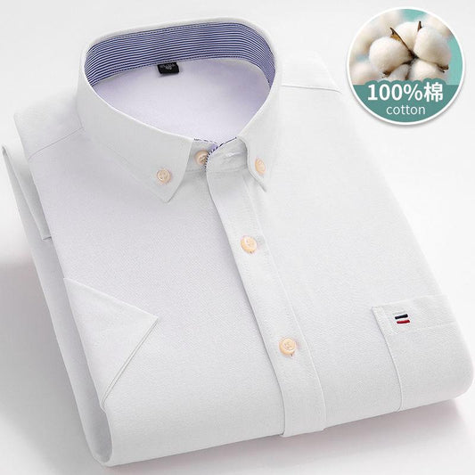 100% Cotton Men's Short-sleeved Shirts Summer Young and Middle-aged Shirts Men's Cotton Casual Shirts