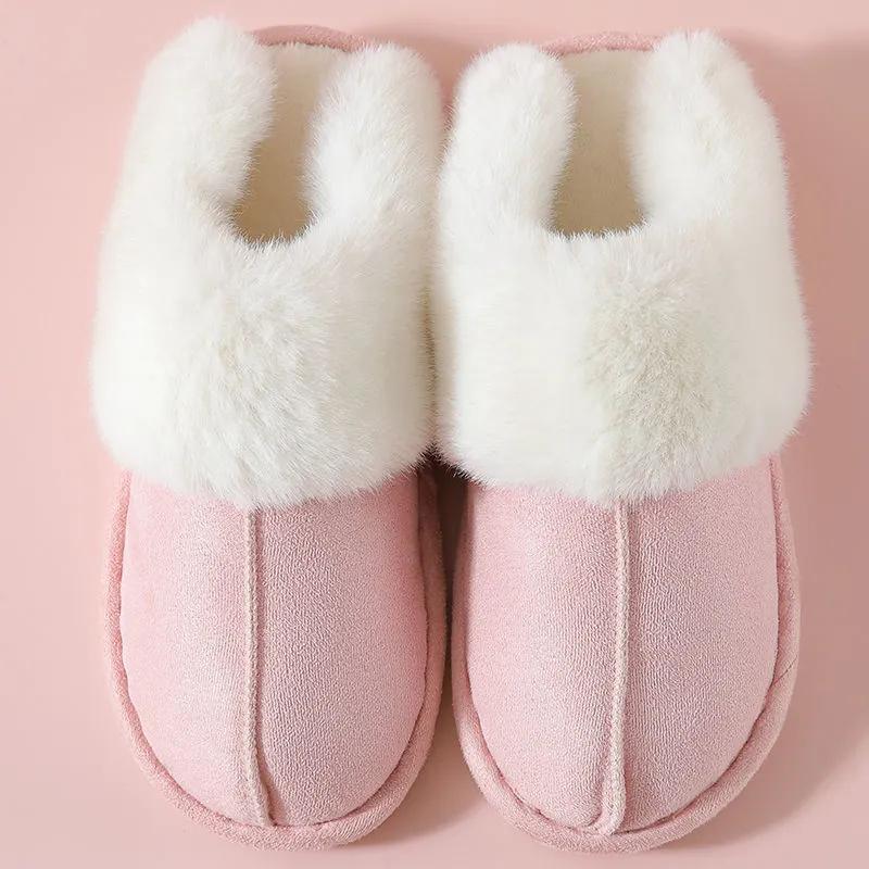 Plush Warm Home Flat Slippers Lightweight Soft Comfortable Winter Slippers Women's Cotton Shoes Indoor Plush Slippers