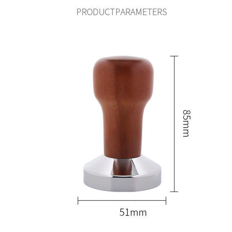 Coffee Tamper Wooden Handle Barista Espresso Machine Grinder 51mm for Coffee and Espresso Powder Hammer