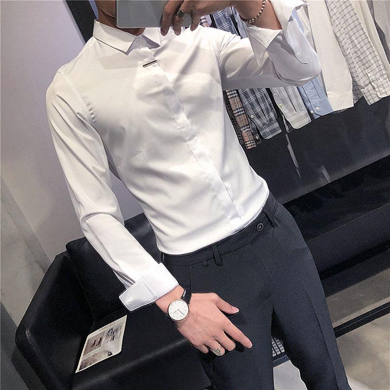 Men's Autumn and Summer Long-sleeved Thin Shirt Loose Trendy Casual Bottoming Top Business Slim Non-iron Men's Shirt