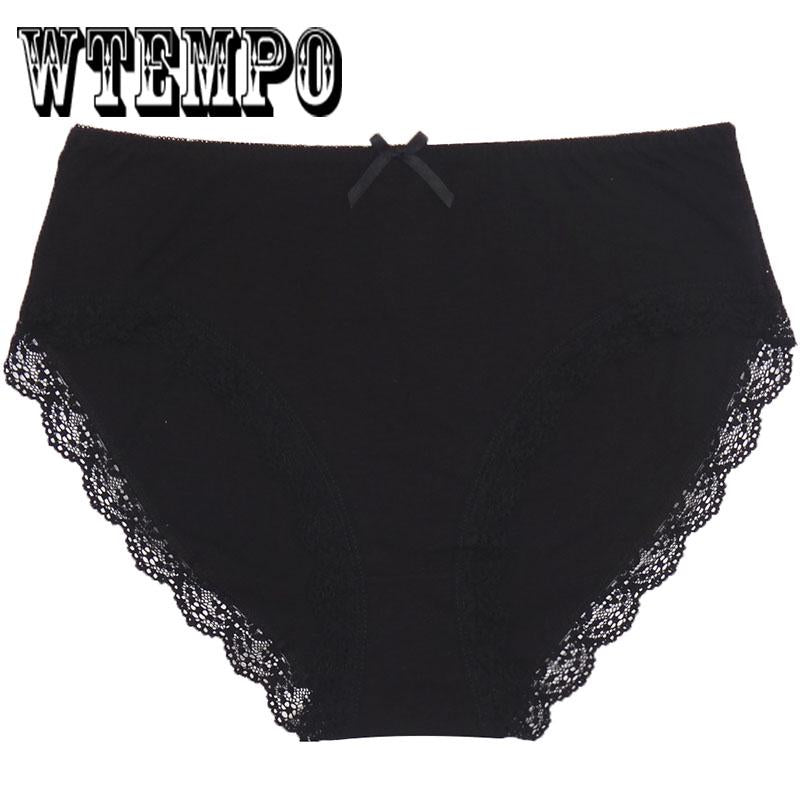 WTEMPO 6 Pcs/Lot  Woman Underwear Briefs Seamless Panties Plus Size Lace Cotton Sexy Antibacterial