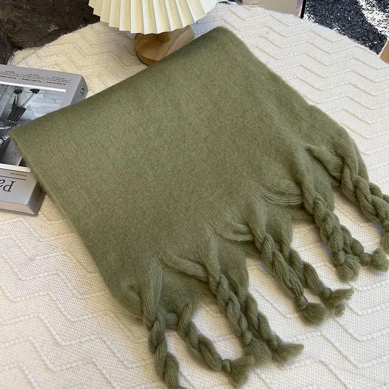 Winter Women's Scarf Macaron Imitation Mohair Scarf To Increase Thickening Warm Scarf