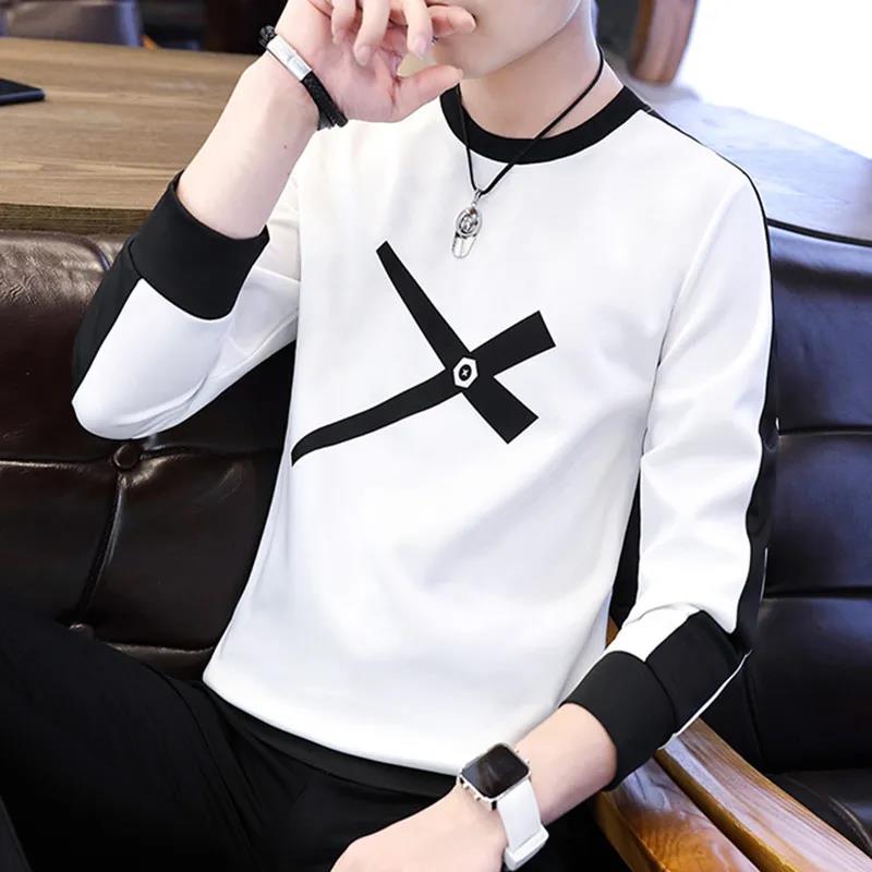 Spring and Autumn Long-sleeved T-shirt Men's Slim Trend Sweater Men's Plus Size Wild T-shirt