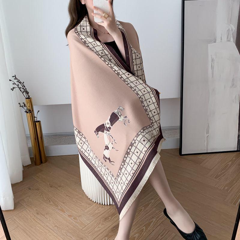 Warm and Soft Wrapped Double-sided Scarf Oversized Cashmere Shawl Dual-use Women's Winter All-match Thickened Air-conditioned Room Shawl