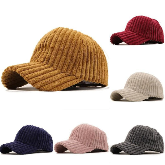 Men's Trendy Baseball Cap Warm Corduroy Casual Women's All-match Solid Color Autumn Winter Peaked Cap Visor Hat