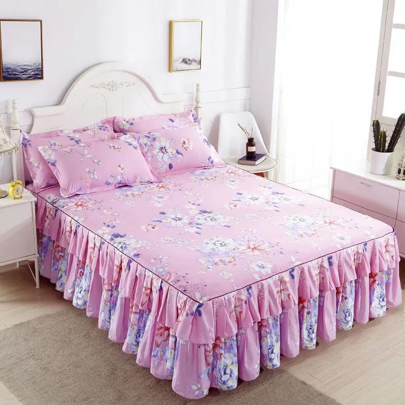 1 Piece Set Korean Princess Style Mattress Cover Non-slip Double-sided Bedspread Lace Bed Sheet Bed Cover